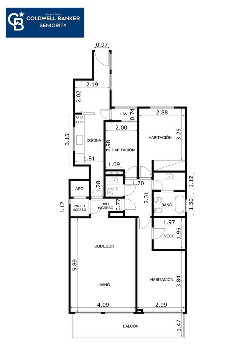 4-room apartment for sale with a balcony—very bright - Congreso