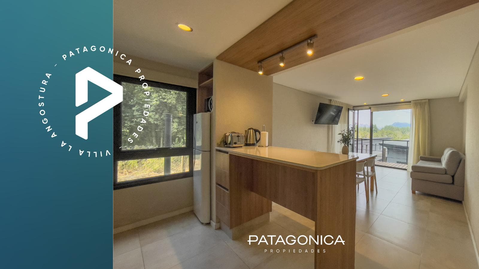 FOR SALE—2-ROOM APARTMENT WITH COVERED PARKING SPACE, DECK, AND GARDEN. EL MERCADO NEIGHBORHOOD, VILLA LA ANGOSTURA