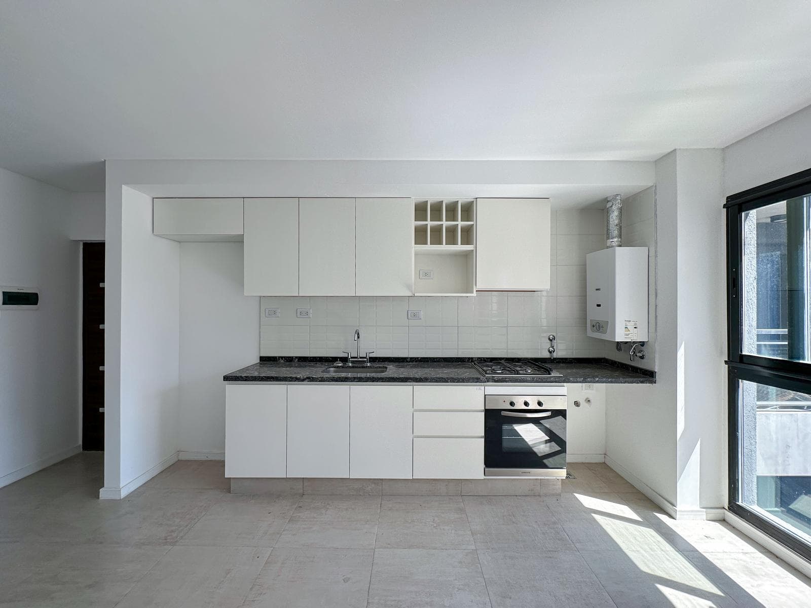 1-bedroom apartment facing the back of the building with amenities in the riverfront area