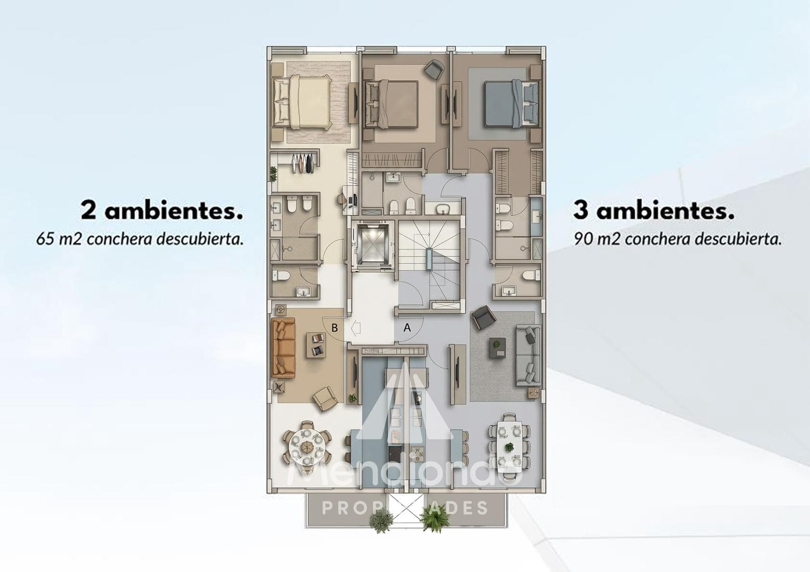 3-bedroom apartment on the second floor facing the street, with a balcony. Covered parking space and storage room in Chauvin.