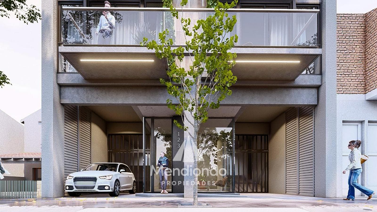 Two-bedroom apartment on the second floor facing the street, with a balcony. Open-air parking space and storage room on Chauvin Street.