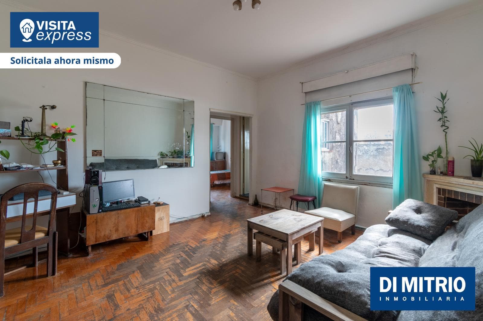 3-room apartment on Constitución Street with a utility room and balcony; no maintenance fees