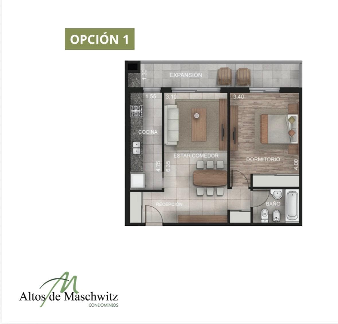 Ground-floor apartment with a garden and two rooms - Available immediately