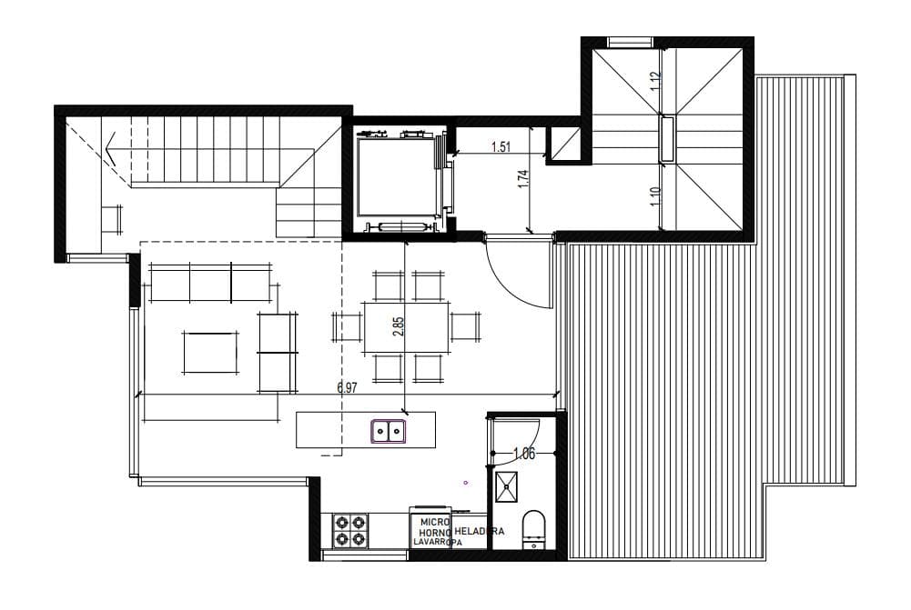 Duplex-style apartment with a private terrace
