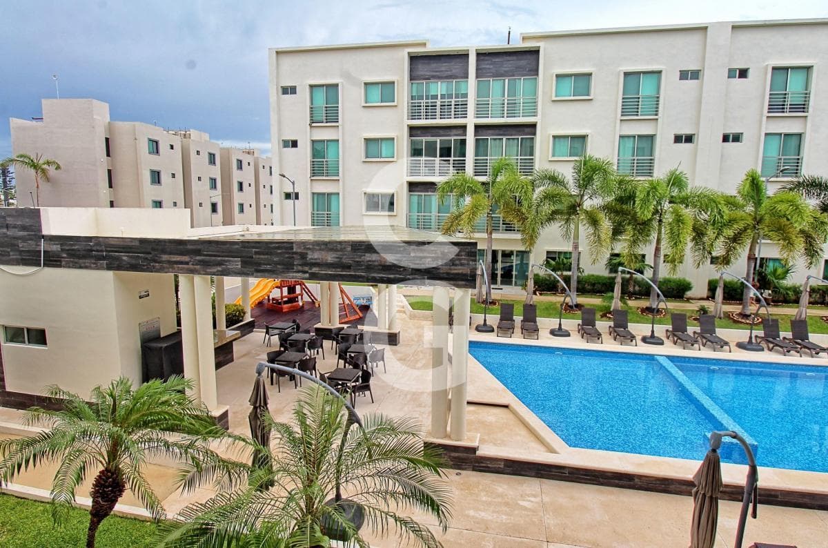 Apartment for Rent in Cancún in the Astoria Residential Complex with a Spacious Terrace and 3 Bedrooms