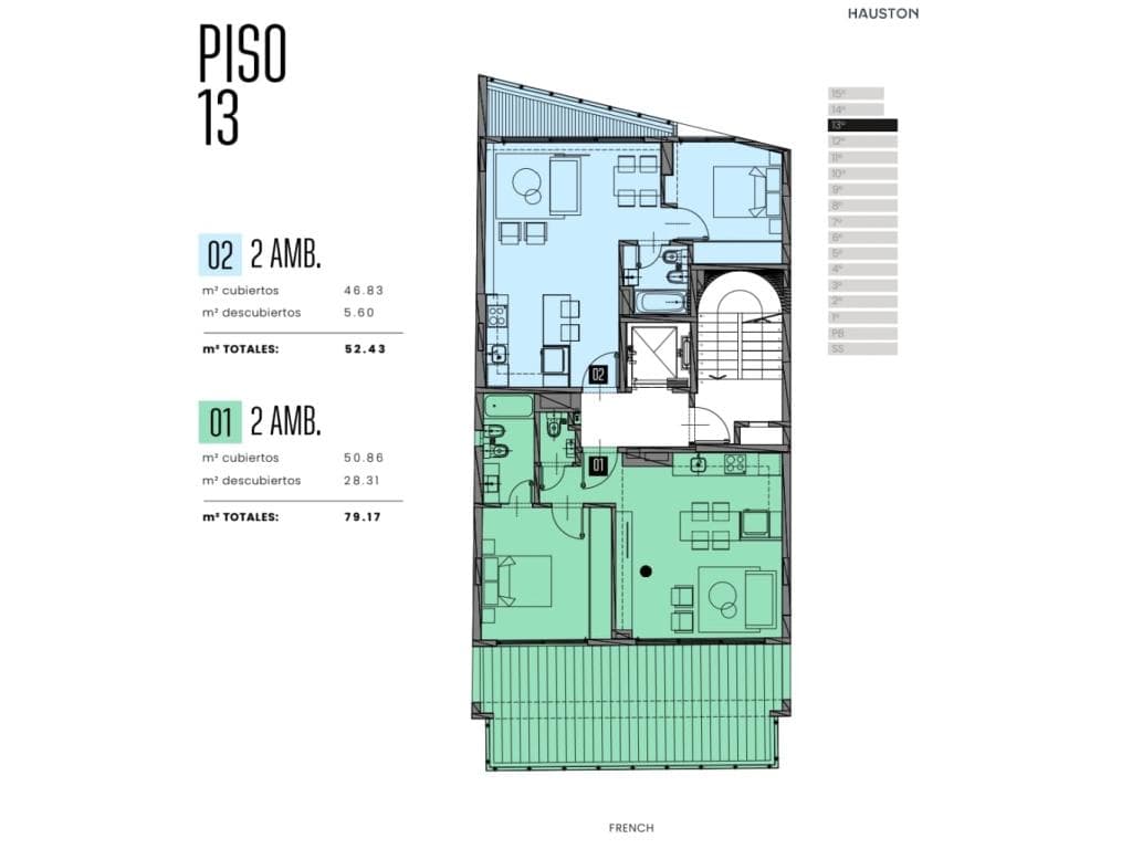 For Sale in Pozo: 1-, 1.5-, and 2-bedroom apartments in Recoleta. Completion in 2028