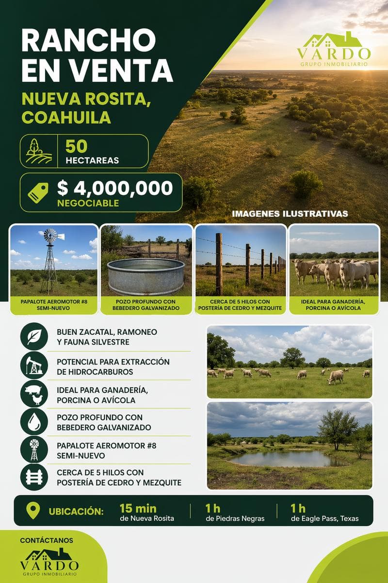 Ranch for Sale (Auction) in Nueva Rosita, Coahuila. Ideal for Cattle Ranching