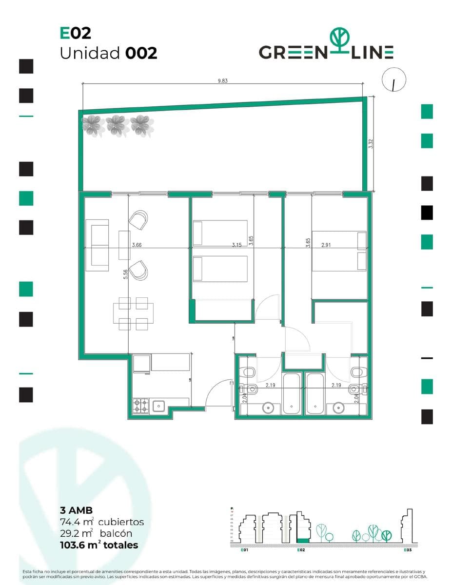 Three-room apartment in Almagro