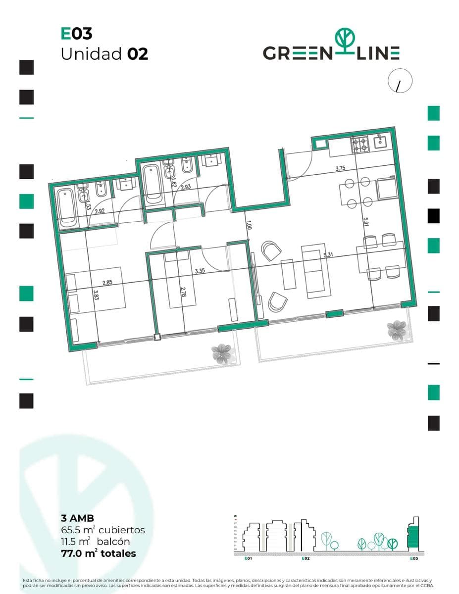 Three-room apartment in Almagro