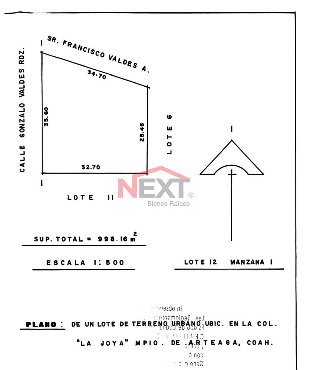 LAND FOR SALE IN LA JOYA NEIGHBORHOOD, ARTEAGA | 998 m²