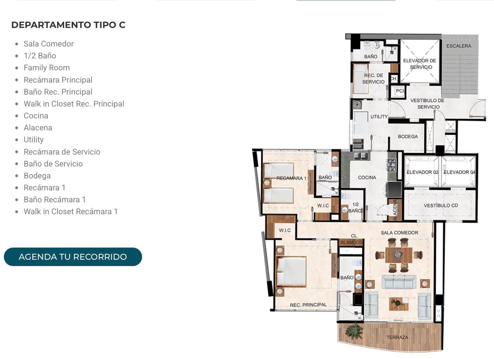 Apartment for Sale at Bosque Real, 215 m², 4th Floor