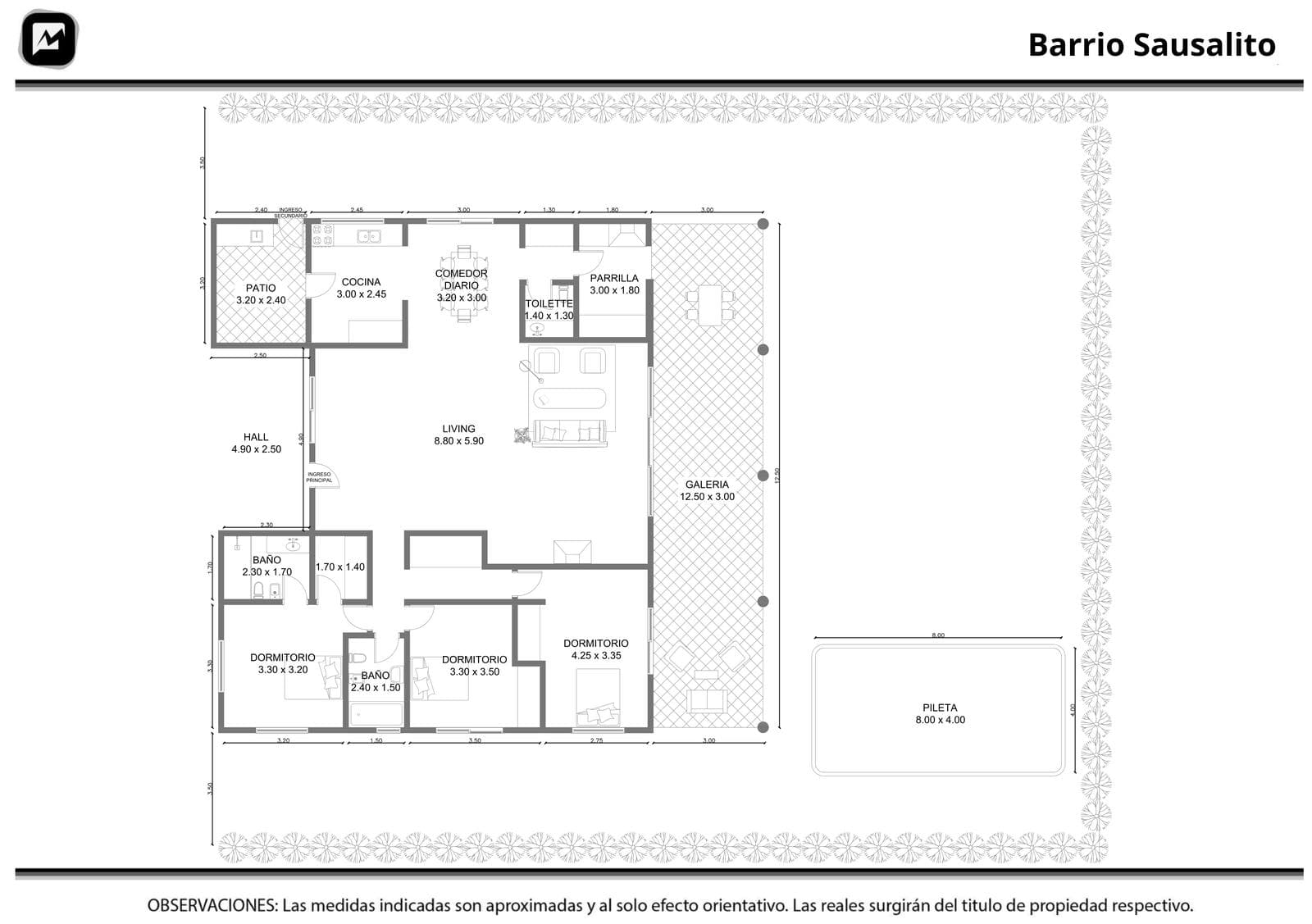 House for Sale: 4 Rooms in the Sausalito Neighborhood, Pilar; 3 Bedrooms, 1 Suite, Gallery, Barbecue Area, Pool