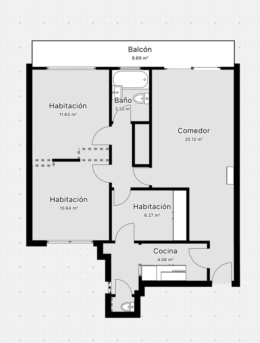 Apartment for Sale in Almagro: 3-room apartment with a maid's quarters, balcony, and storage room