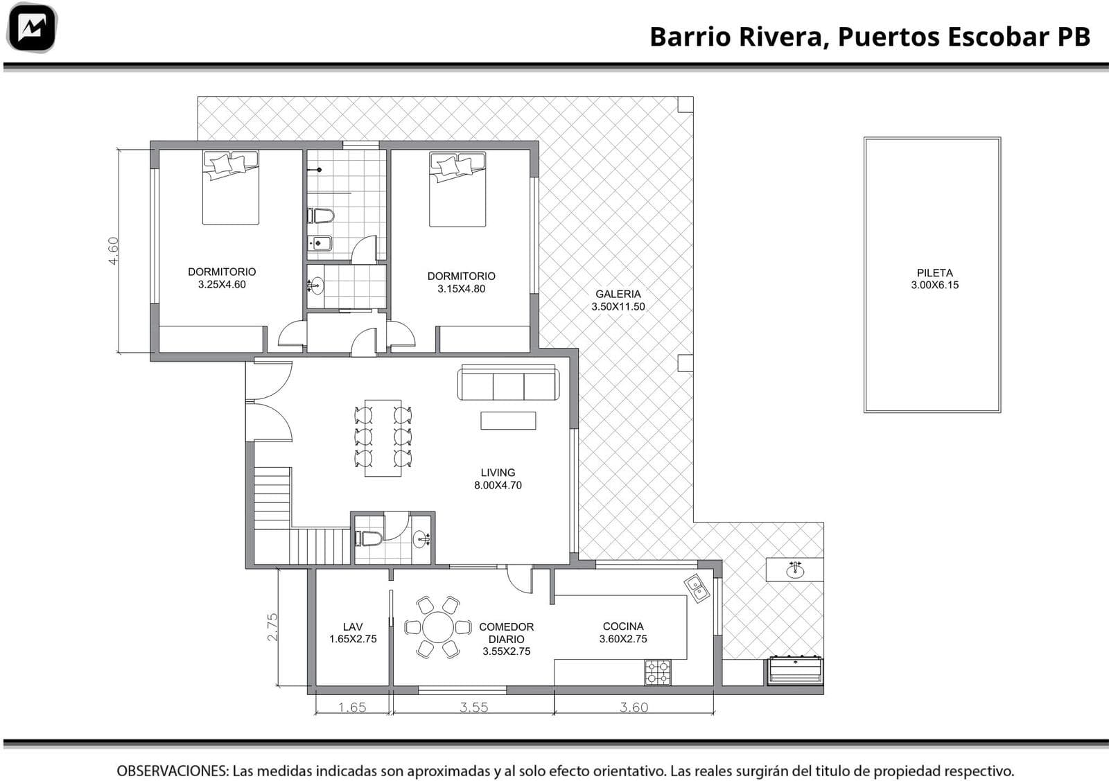 Brand-new house for sale in the Riberas neighborhood of Puertos del Lago, with a pool and a porch, 3 bedrooms, 5 rooms, Pool