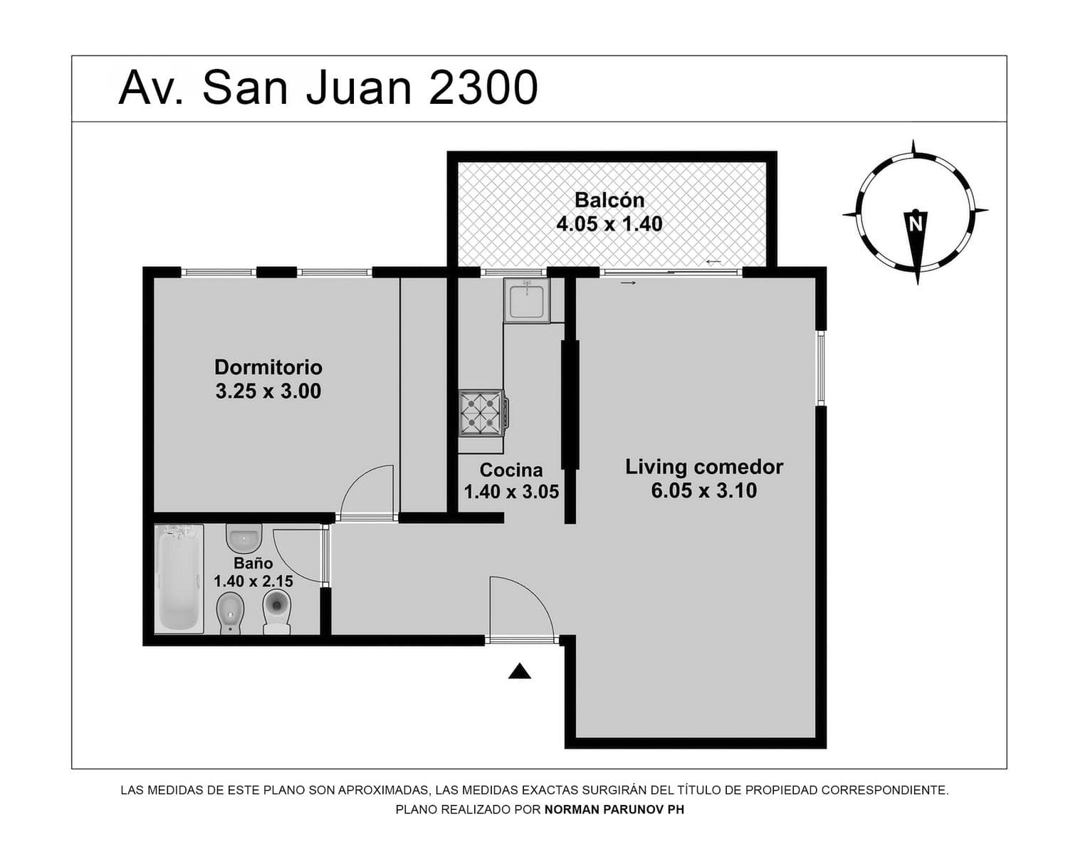 2 Rooms - Balcony - Garage - San Cristobal