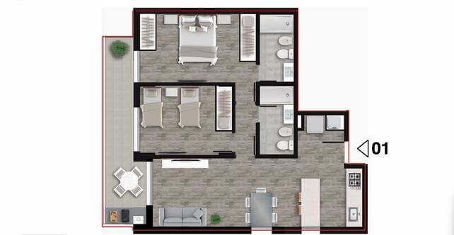 FOR SALE - 2-bedroom apartment under construction. Downtown, Rosario.