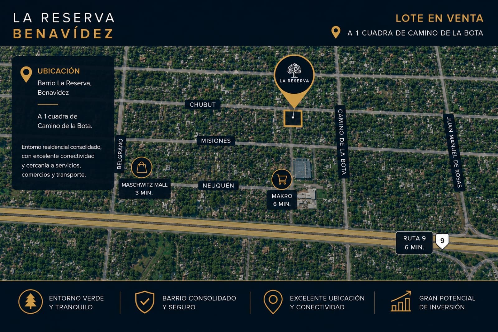 For Sale: Lot in the La Reserva Neighborhood in La Bota Benavidez—Land