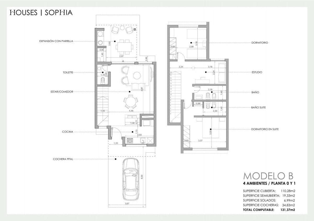 4-room duplex under construction in the Las Casuarinas neighborhood of Haras del Sur III, for sale