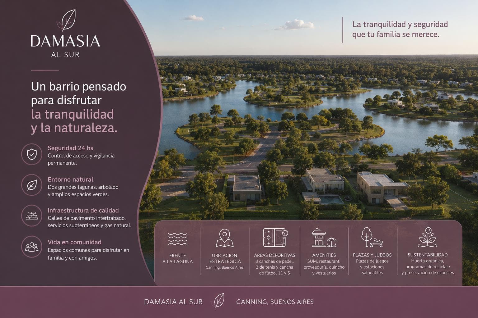 Lot for Sale in Damasia Al Sur, Canning - 728 m² Overlooking the Lagoon