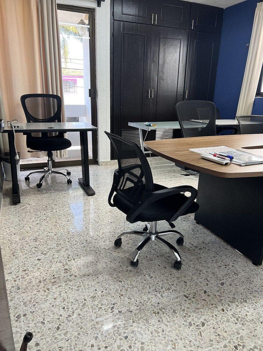 Office equipped with coworking-style common areas