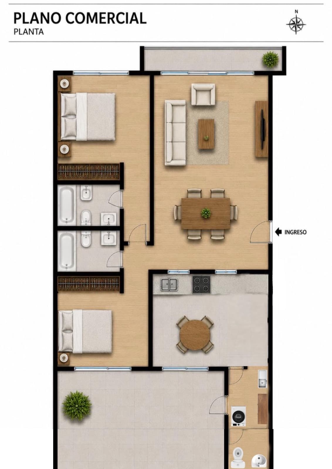 3-room apartment with access to Centenario Park