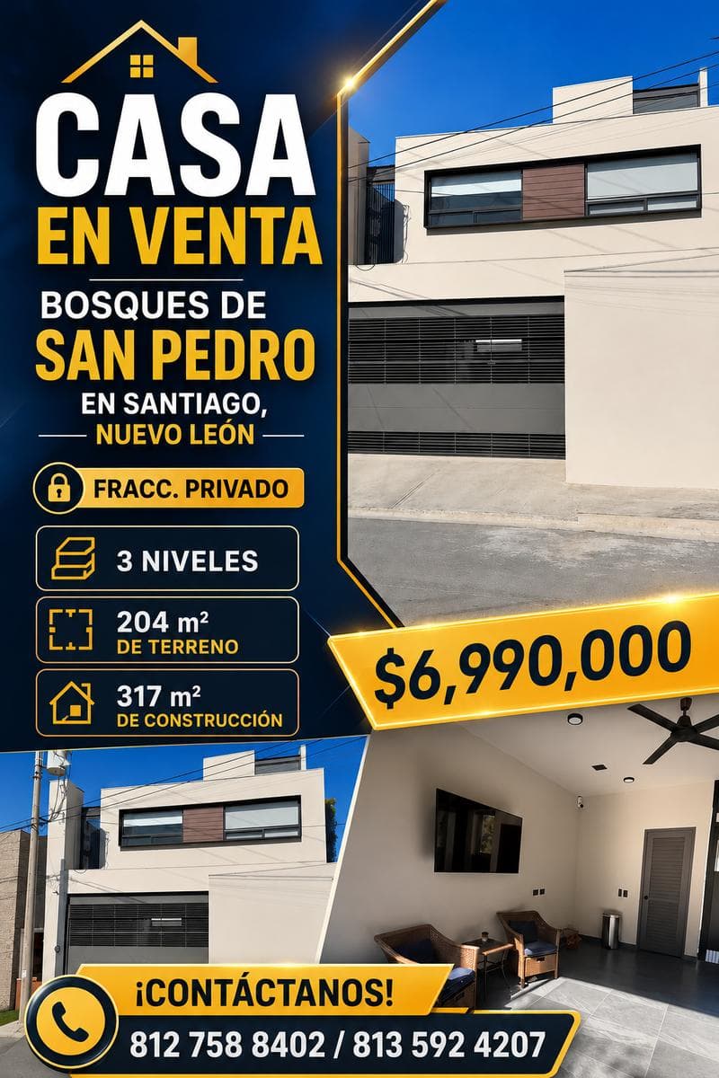 House for sale. Bosques de San Pedro neighborhood, Santiago, Nuevo León