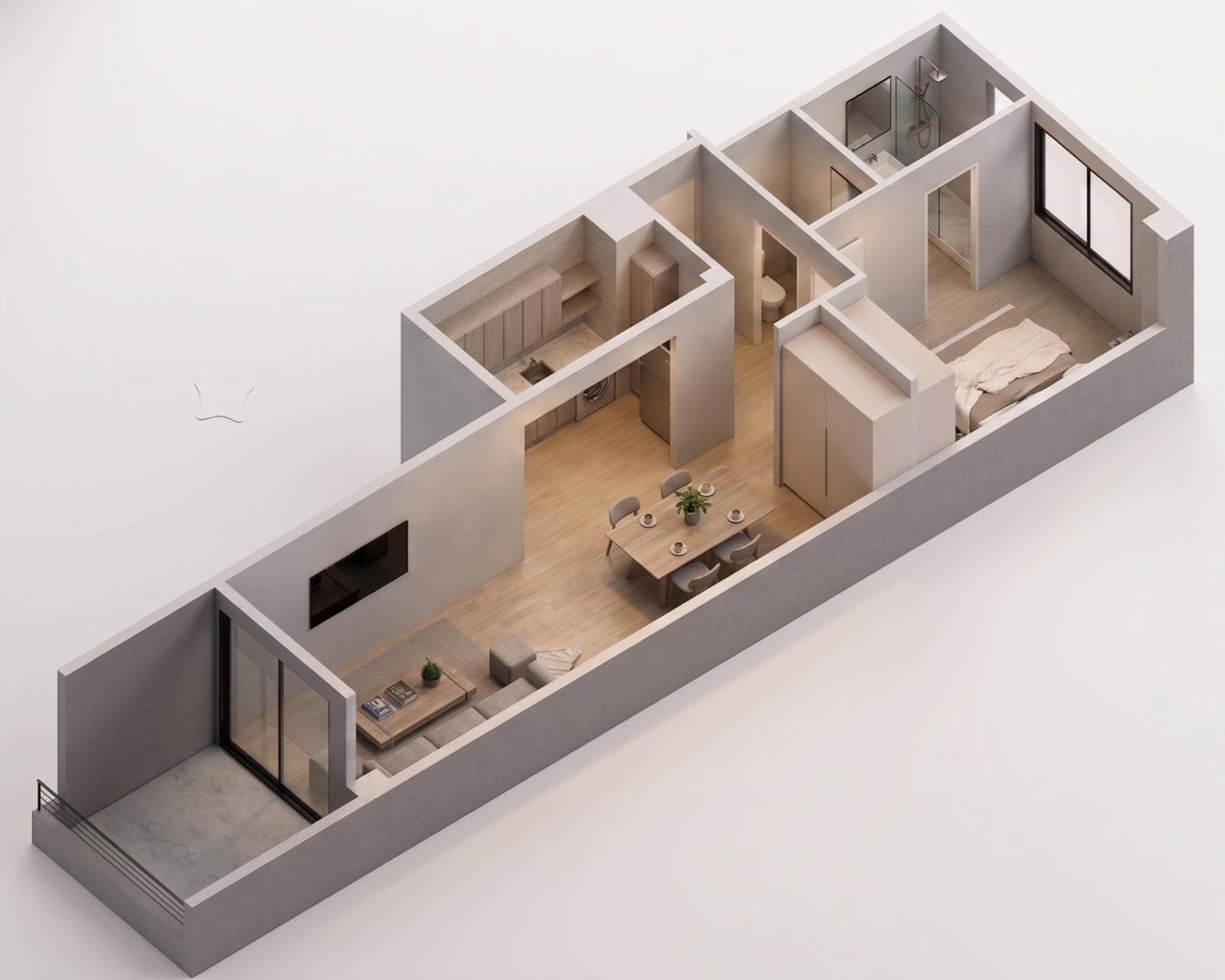 Two-room apartment in Villa Crespo with a balcony terrace and a half-bath