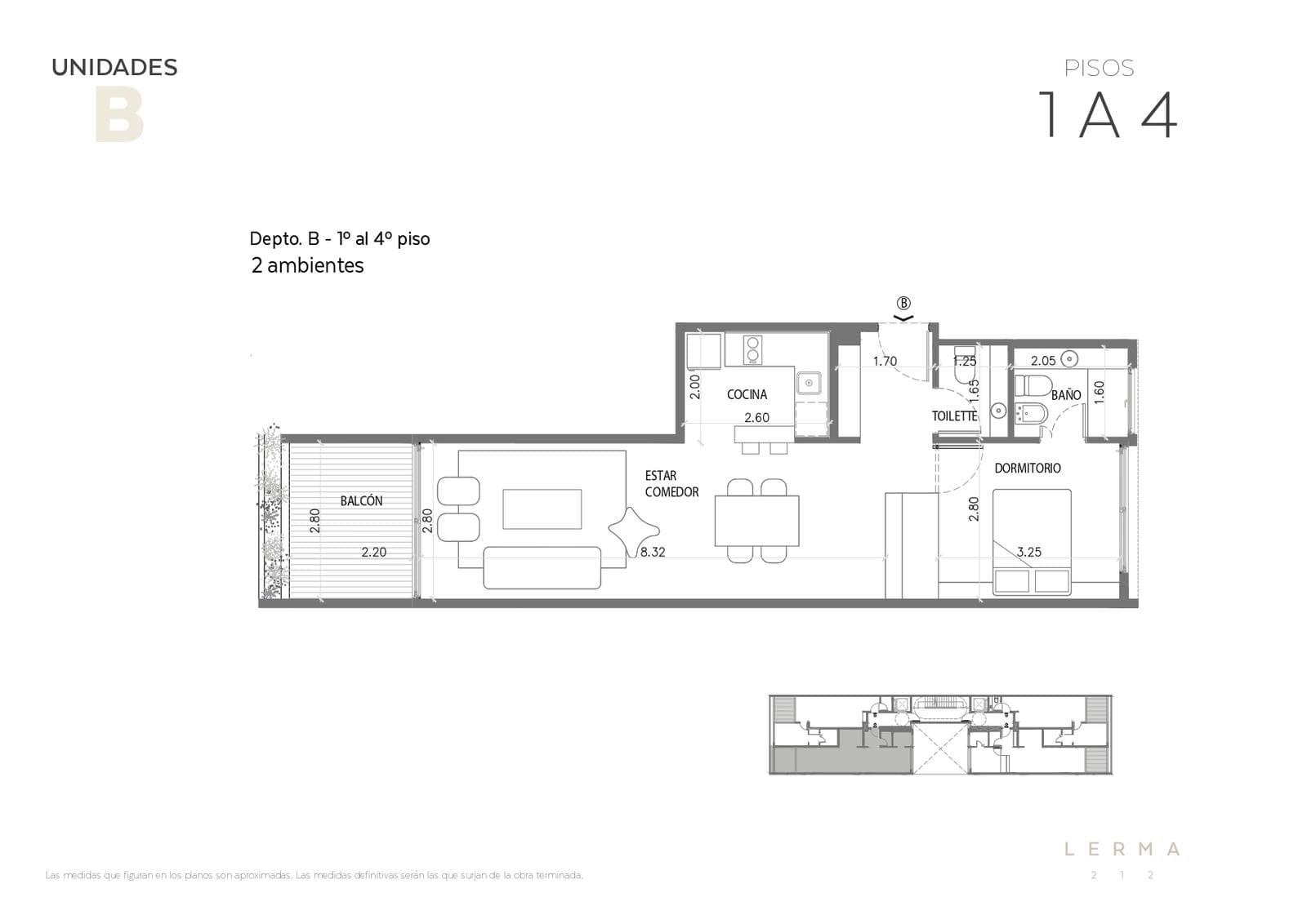 Two-room apartment in Villa Crespo with a balcony terrace and a half-bath