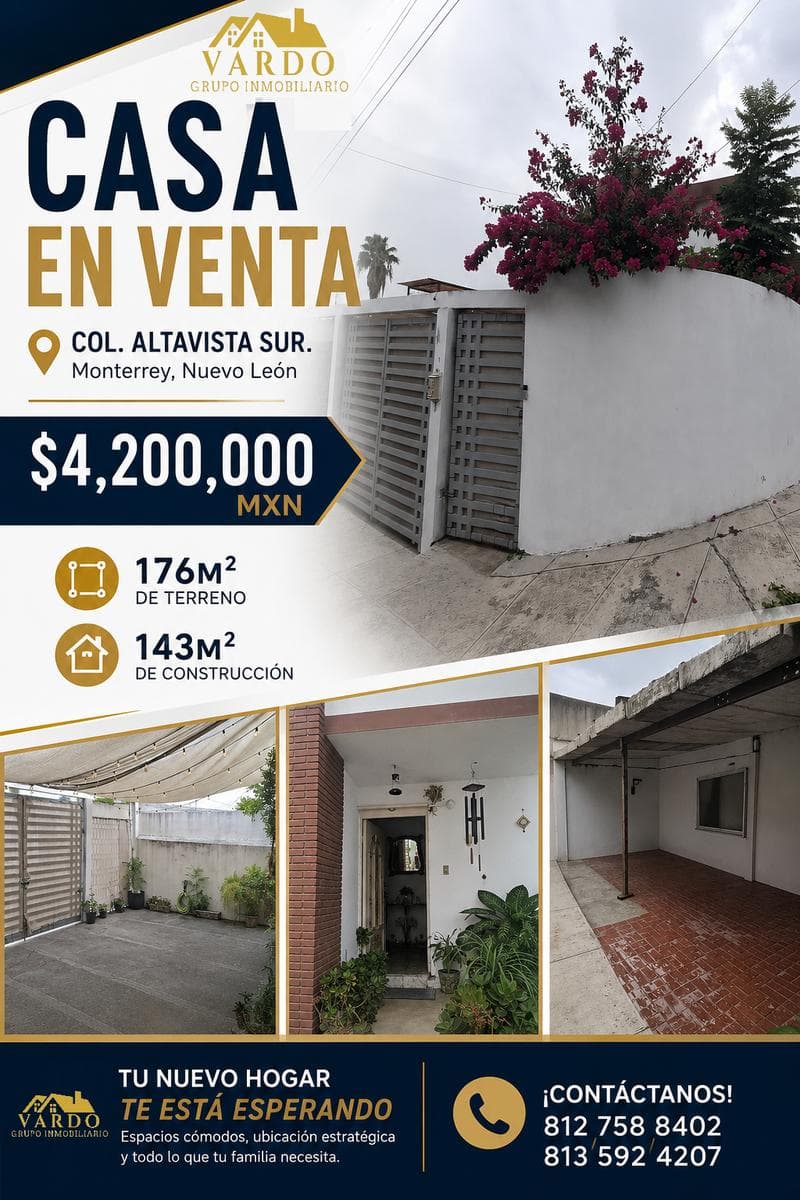 House for Sale. Altavista Sur Neighborhood, Monterrey, Nuevo León