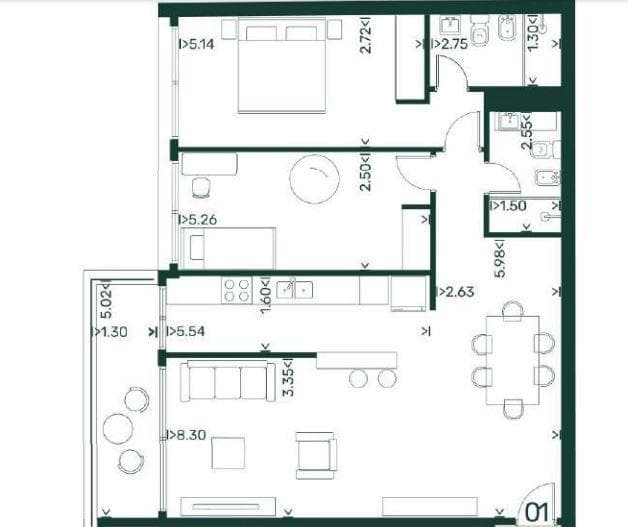 Two-Bedroom Apartment for Rent in Pocitos, Montevideo