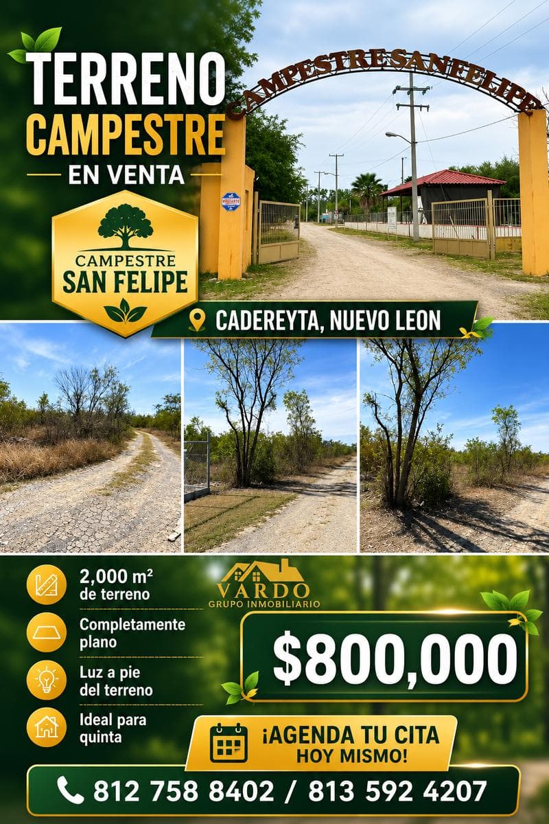 Land for Sale. Campestre San Felipe, Cadereyta, Nuevo León