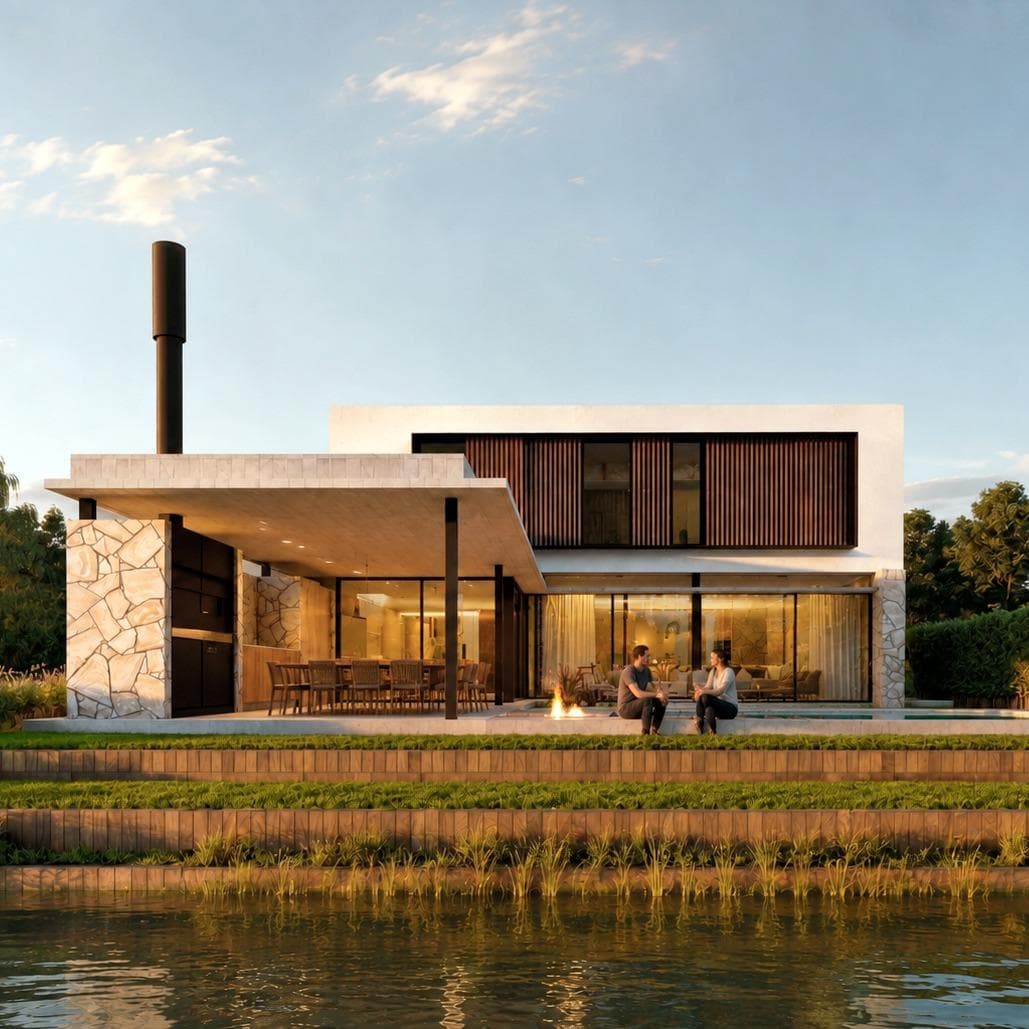 House under construction: 3 bedrooms, 1 multipurpose room, pool - Funes Lakes