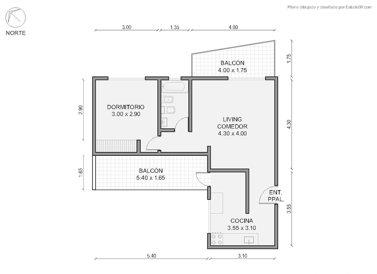 Apartment for Sale: 2–3 Rooms, 2 Balconies, Upper Floor, Open View in Caballito, Flores