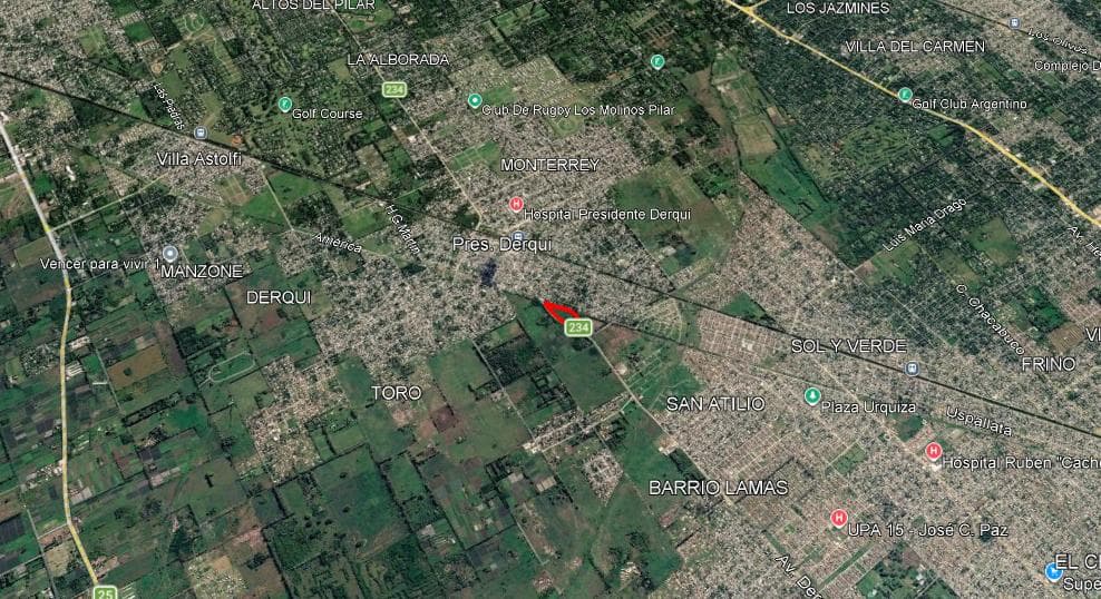 29,754 m² lot for sale, with 300 meters facing Av. Ramón Pacheco (Route 234) in Presidente Derqui, Pilar