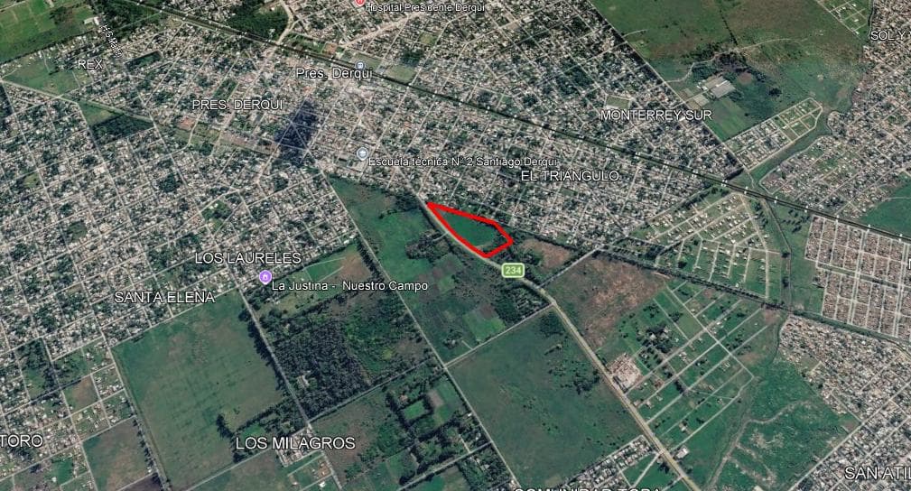 29,754 m² lot for sale, with 300 meters facing Av. Ramón Pacheco (Route 234) in Presidente Derqui, Pilar