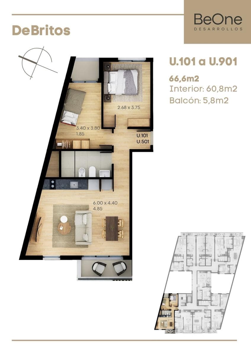 2-Bedroom Apartment for Sale with a Balcony in La Blanqueada
