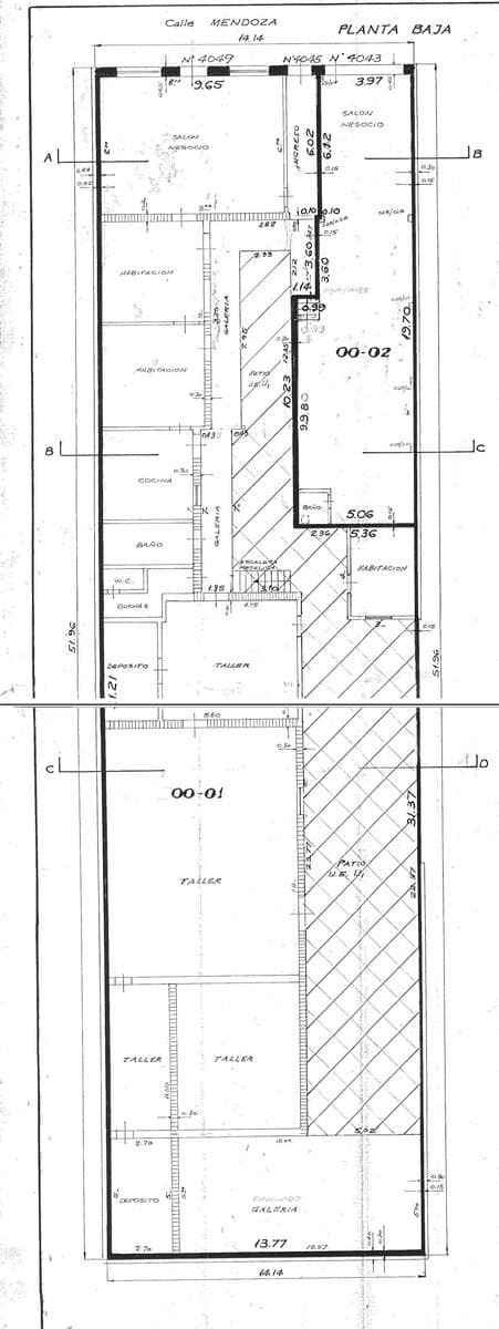 Mendoza 4000, Lot 4. Dimensions: 51.96 m x 14.14 m. Maximum permitted height on the street frontage: 30.50 m (Ground Floor 10). Land—Garage—Warehouse—Commercial Space