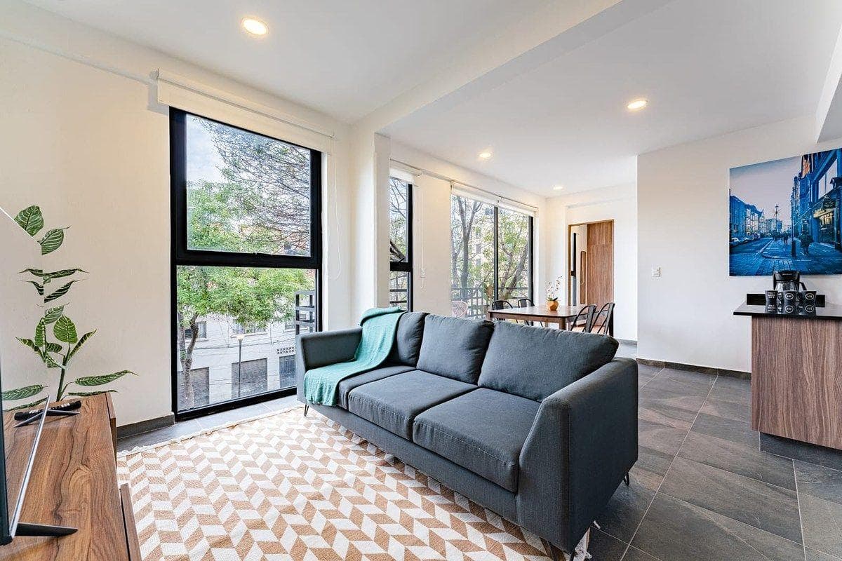 2-bedroom apartment just steps from Roma Norte, with a private rooftop garden
