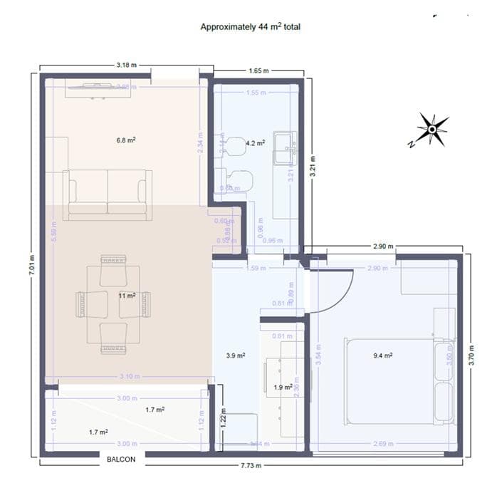 2-Room Apartment for Sale in San Cristóbal