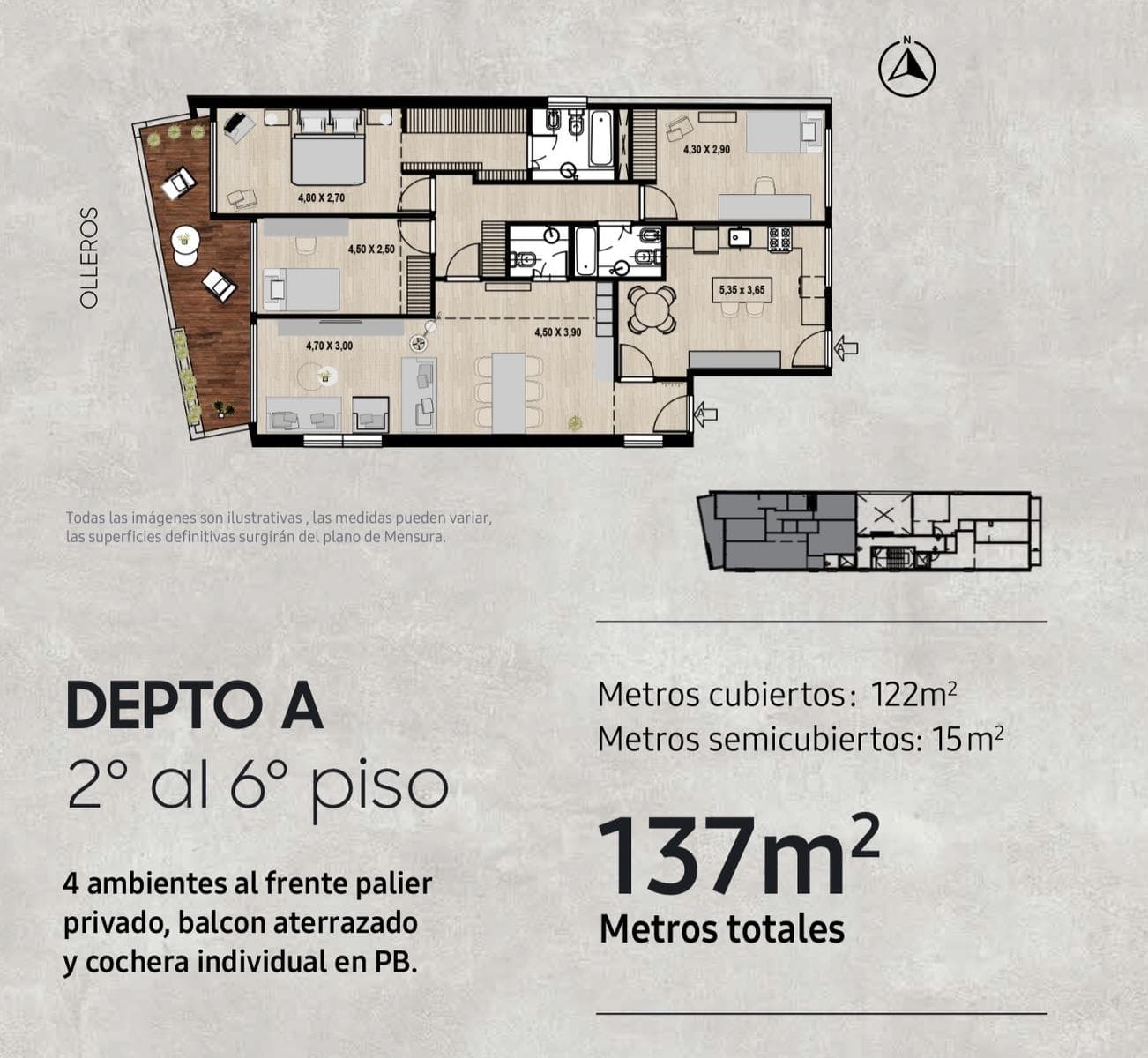 4-ROOM APARTMENT FOR SALE WITH BALCONY AND GARAGE IN BELGRANO