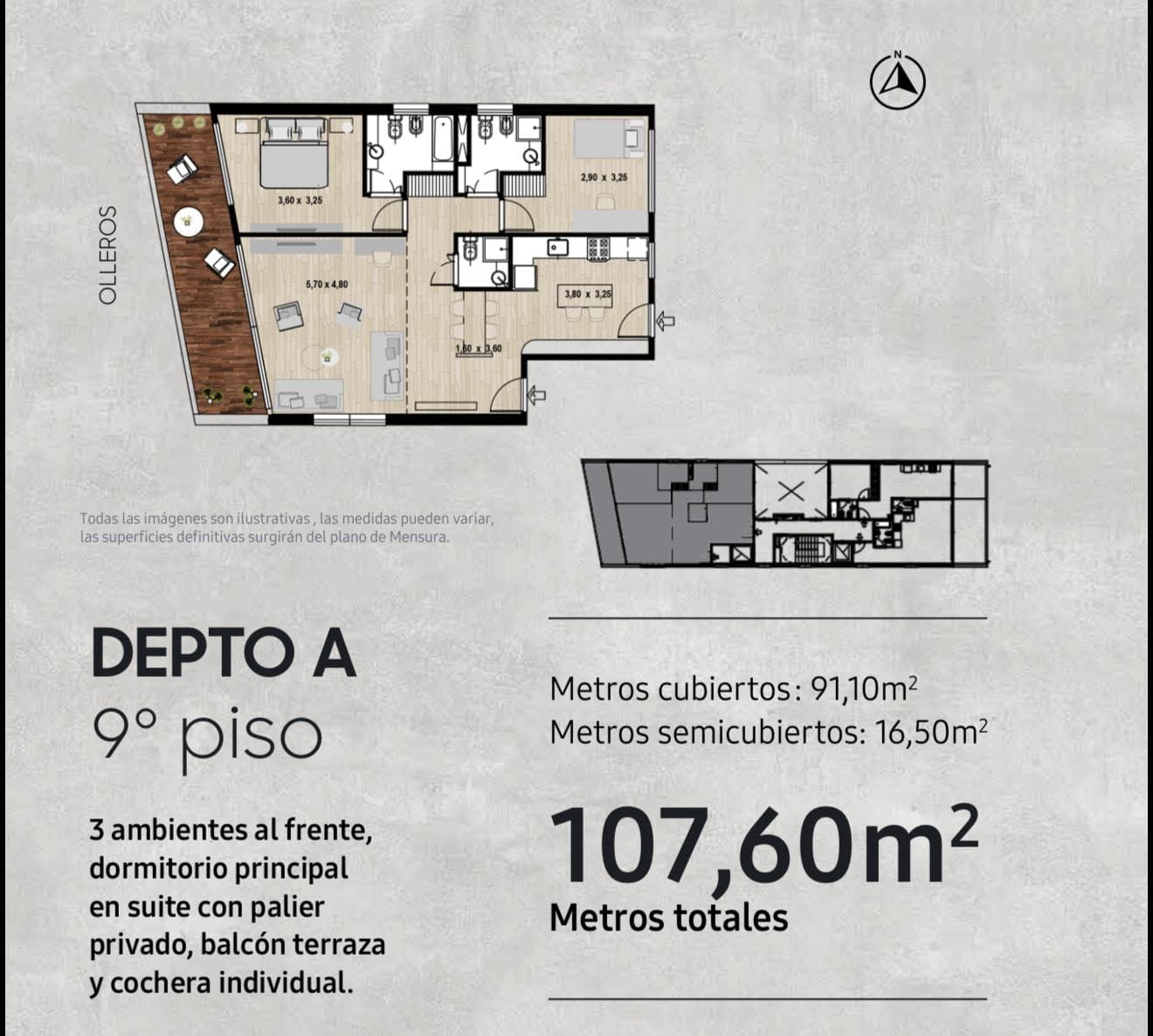 3-ROOM APARTMENT FOR SALE WITH BALCONY AND GARAGE IN BELGRANO