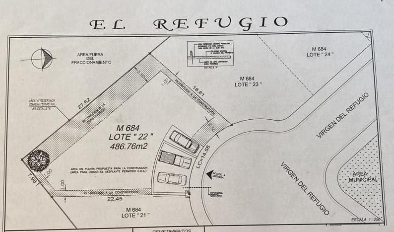 FOR SALE: 483 m2 FLAT lot in the EL REFUGIO subdivision on the MONTERREY National Highway, with building permit