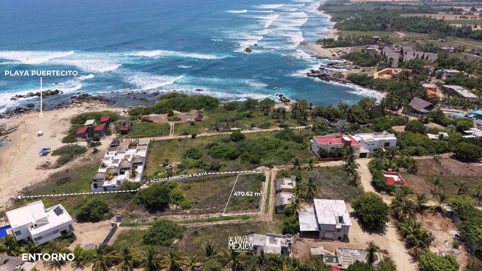 Land for sale with an ocean view in Playa El Puertecito, Oaxaca
