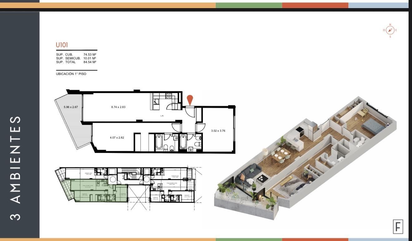 3-ROOM APARTMENT FOR SALE WITH BALCONY AND AMENITIES IN PALERMO—FINANCING AVAILABLE
