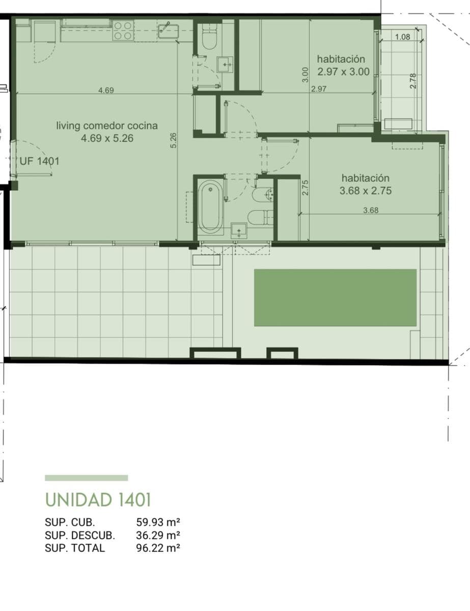 3-ROOM APARTMENT FOR SALE WITH TERRACE ON THE 14TH FLOOR, AMENITIES IN PALERMO, FINANCING AVAILABLE