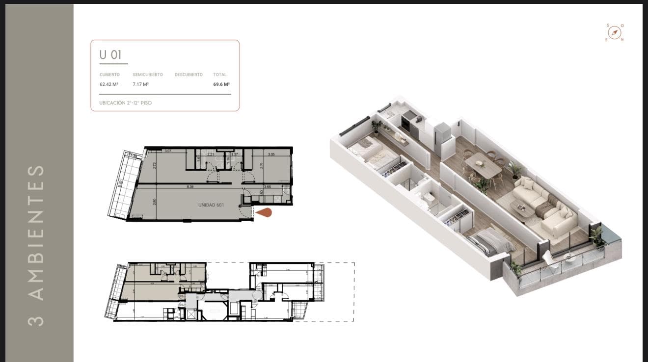 3-ROOM APARTMENT FOR SALE WITH BALCONY AND AMENITIES IN RECOLETA, POZO