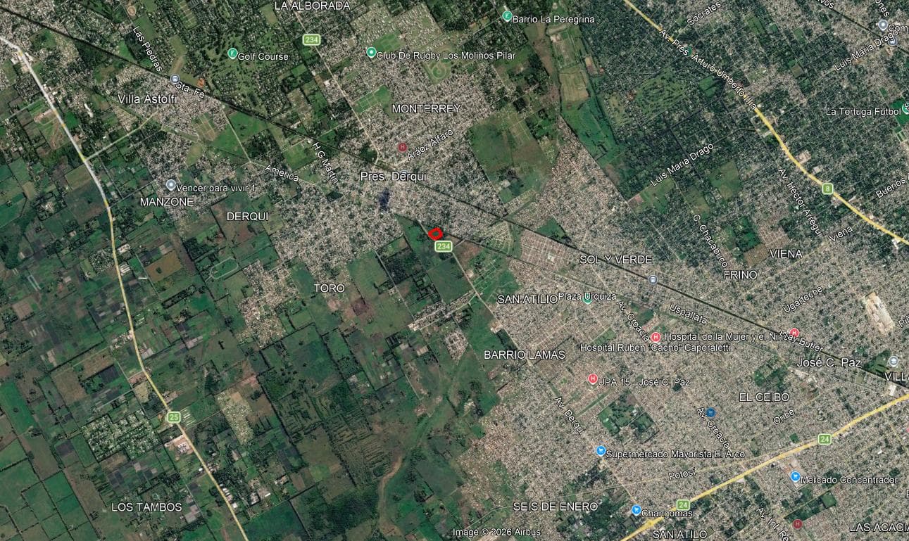 A 1,200-square-meter lot on Route 234 in Presidente Derqui