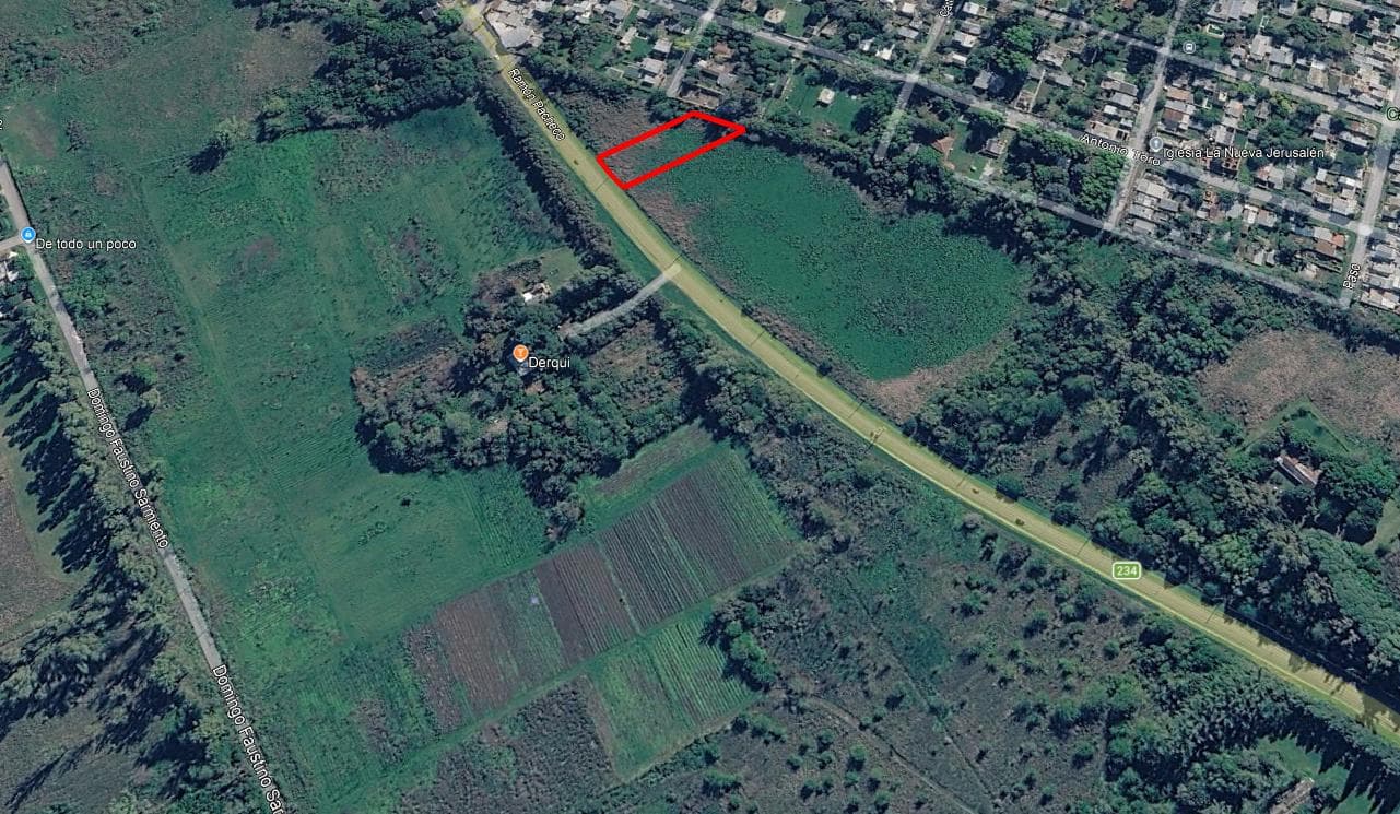 A 1,800-square-meter lot on Route 234 in Presidente Derqui