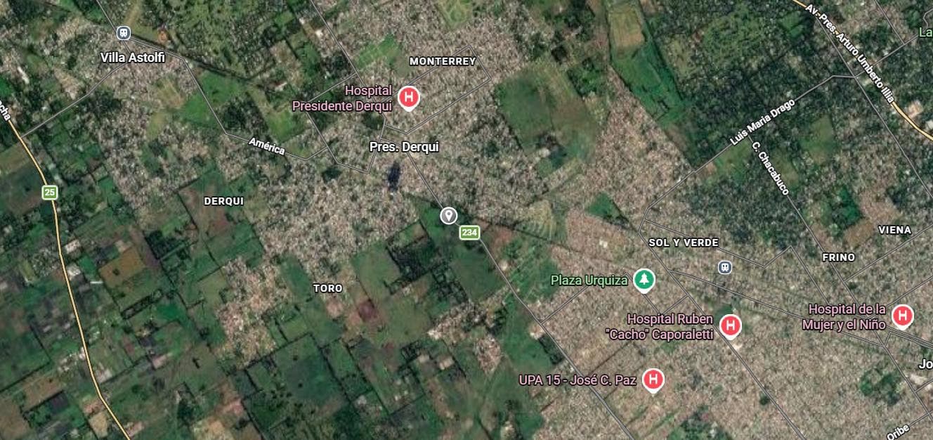 7,990 m² lot on Route 234 in Presidente Derqui