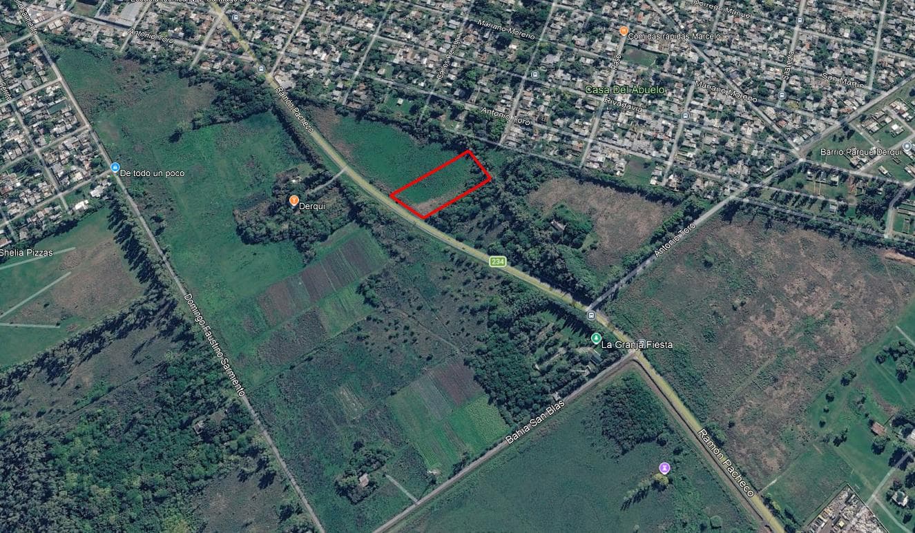 7,990 m² lot on Route 234 in Presidente Derqui